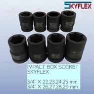 SKYFLEX MR1082 3/4 " IMPACT SOCKET(6 POINT). 3/4" X 22, 23, 24, 25, 26, 27, 28, 29mm IMPACT BOX SOCK