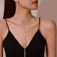 [Ready Stock] Exaggerated Necklace Exquisite Necklace Exaggerated Earrings Set Two-Piece Necklace Di