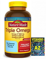 Nature Made Triple Omega 3 6 9, Fish Oil as Ethyl Esters and Plant-Based Oil170 Softgels, 85 Day Sup