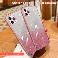 For iPhone 11 Pro Max 12 Pro Max Phone Case,Electroplated Transparent Glitter Powder TPU Soft Back Cover For iPhone 12 Mini