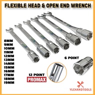 6 POINT & 12 POINT PROMAX FLEXIBLE HEAD & OPEN END WRENCH ( 8MM-19MM ) Alat Spanar Hidup
