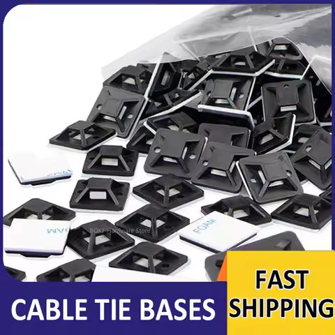 Self-Adhesive Nylon Cable Tie Bases Wire Holder Fixed Seat Clips 12x12mm 21x21mm 28x28mm Sizes for O