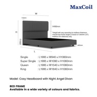 MAXCOIL Cosy Headboard + Night Angel Divan Bed Frame