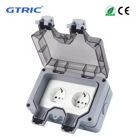 GTRIC Outdoor Wall Waterproof Sockets EU FR UK US Standard Power Plug 250V 16A IP66 Weather Dust Pro