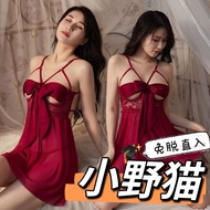 Baju Tidur Wanita Seksi Bertali Renda Baju Tidur Lutsinar Nipis Plus Saiz dengan Underwire Longgar D