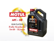 Motul 5w40 5L API SN 8100 X-CESS Fully Synthetic Engine Oil 5Liter 5w-40 API SN Minyak Enjin