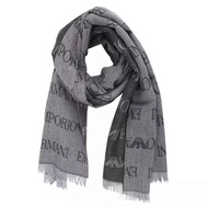 Emporio Armani 新款滿印logo 圍巾圍脖羊絨絲巾羊毛保暖 625060 CC786 00041 灰色 男女士適合- # Gray