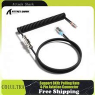 ATTACK SHARK C01 ULTRA Coiled USB C Cable Double Sleeved With RGB Light Plug,Detachable Metal Aviato
