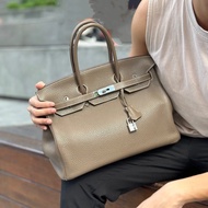 Hermes 愛馬仕Birkin35手提包 大象灰 銀扣