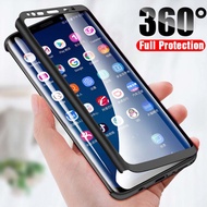 For OPPO R15 R17 R9S Plus 360 Full Protective Shockproof Thin Hard Case Cover With Free Tempered Glass Film