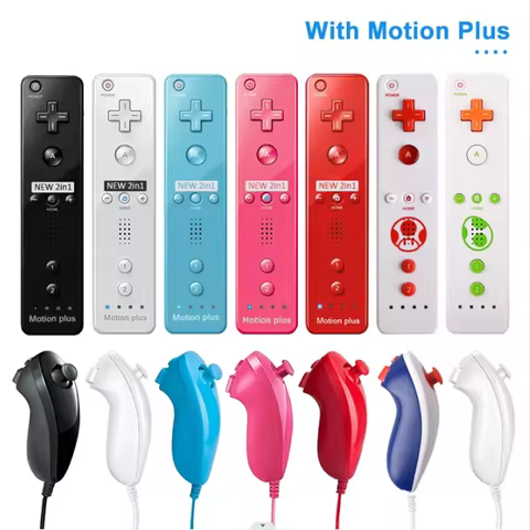 a pair Set Motion Plus Remote Controller Wii Remote Controller Gamepad with Nunchuck Controller for 