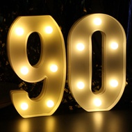 H: 8.26 Inches Light Up Numbers 90 Centerpieces Table Sign, Happy 90th Birthday Decorations for Wome