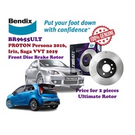 PROTON Persona 2016, SAGA VVT 2019, Iriz bENDIX ULTIMATE Front Brake Disc Rotor BR9655ULT X 2 pieces