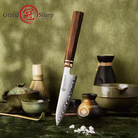 Grandsharp 4.5''Paring Knife 3-Layer Composite Steel ZDP-189 Steel Core Hardness 65-67 Hrc with Afri