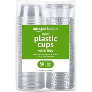 Basics Disposable Plastic To-Go Cups and Lids, Mini, 2oz, 50 Count
