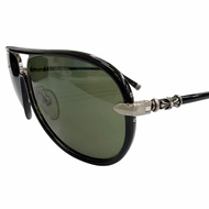 狀況極佳 △ CHROME HEARTS M.FLAPS 水滴形太陽眼鏡，黑色和銀色，63□13-138mm，日本製造，總重量 48.34g，男士。