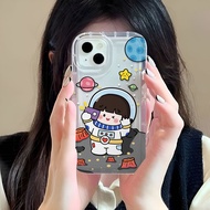 Photo frame airbag soft case for iphone 14promax 11 13 12 7Plus 8 6 X XS Max cute Astronaut boy girl cover