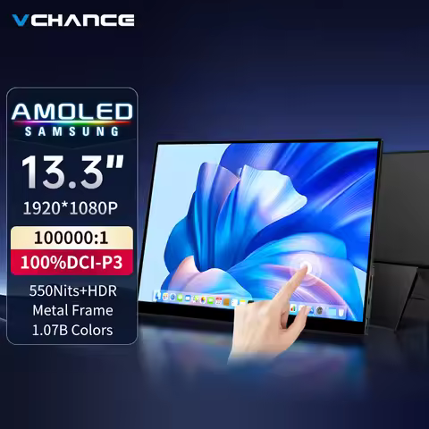 VCHANCE 13.3 Inch OLED Portable Monitor Touchscreen 1920x1080 1ms 10bit 100%DCI-P3 Office Travel Dis