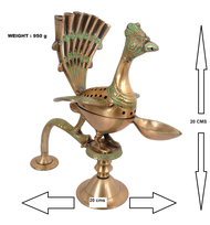 Brass Peacock Loban Dhoop Dani with Incense Holder for 7 sticks