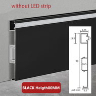 0.5/1M/pcs 50Mm 80Mm Thin LED Skirting Line Strip Light Black Aluminium Profile Floor Corner Channel