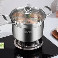  9.9 [SPECIAL PRICE] freemir Steam Pot 28 cm Glass Lid Boiling Pot 20 cm Stainless Steel [CODE 53]