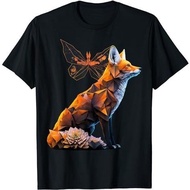 Fox Butterfly T-Shirt with Animal Art Motif Fox T-Shirt Premium Cotton Combed 24s Original 100% | Pi