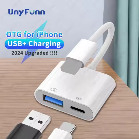 OTG Adapter with Charging Port for iPhone Trail Camera Adapter for Lighting USB Adapter for iPhone C