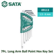 SATA 09113 Hex L Key 1.5 - 6.0 mm 7 Pcs Long Arm Ball Point Hex Key Set