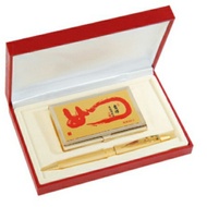 Gold Business Card Case+Pen JV-02