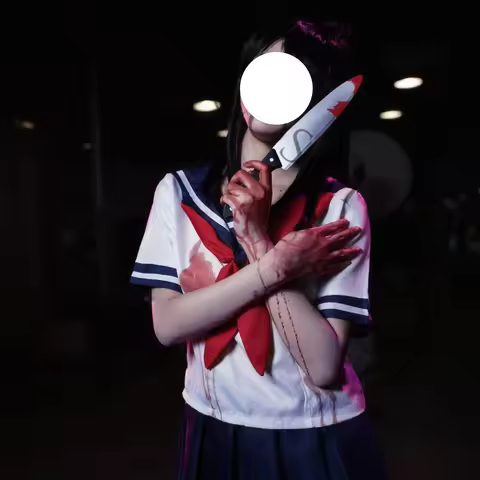 Ayano Aishi Cosplay Costume White & Navy Sailor Uniform Red Bow Tie and Pleated Skirt Wig Full Set G