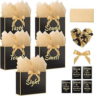 Ebrima 5 Senses Gift Bags for Him, Five Senses Gift Bags For Him Her with 10 Pcs Tissue Paper & 5 Gr