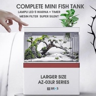 Aquarium Mini Lengkap Dengan Filter + Lampu Led / Aquarium Fullset
