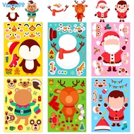 Cartoon Cute Christmas Face Changing Transfer Sticker Party Decoration Game Holiday Gift