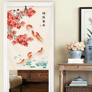 Chinese Style Door Curtain Kitchen Partition Curtain Bedroom Household Punch-free Living Room Aisle Cloth Curtain Bathroom Aisle Hanging Curtain