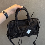 26 New Style Le city French Motorcycle Bag Soft Suede ABG Hot Girl Rivet Bag First Layer Cowhide Cro