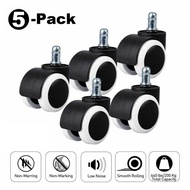 5Pcs/Set Roda Kursi Kantor Tancap Karet dengan List Putih - Castor / Roda Tancap Kursi Kantor LAPIS