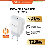 OLIKE Adapter Charger C309CC Batok PD 30W Plus Cable Type C to C Fast Charging Original