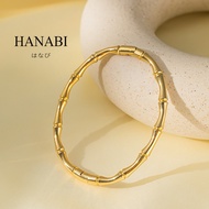 HANABI 18K Gold Bamboo Bracelet Bangle, Stainless Steel Non-Fading Lucky Charm Bangel for women Jewe