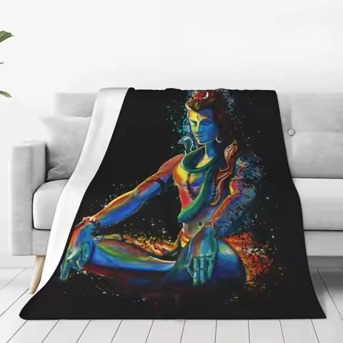 Eternal Lord Shiva In Meditation Plush Blanket Hindu Ganesha God India Lingam Creative Throw Blanket