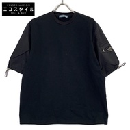 Prada 135698 21 Black Re-Nylon Triangle Logo T-Shirt XS