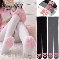 [Fast Delivery] Pink Velvet Pantyhose with 3D Cat Claw Design - Japanese Style, Lolita, JK - Thigh-H