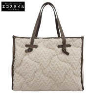 Gianni Chiarini Marcella 針織手提包，女士，白色 xブラウン， M 碼（二手） - 成色極佳