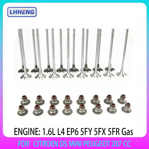 Intake and Exhaust Valves & Valve oil seal KIT for CITROEN DS MINI PEUGEOT 207 CC 1.6L 1.6 L T L4 EP