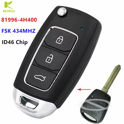 KEYECU Upgraded Folding Remote Key Fob 433MHz ID46 for Hyundai Starex H-1 H1 2008-2015 81996-4H400 8