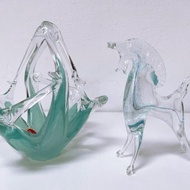 Murano 綠松石玻璃籃和小馬設計物品