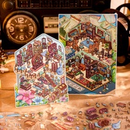 ENWEI 4 Pcs [Qiling Jiuzhai Series] 3D Waterproof Landscape Stickers Old Dream Cartoon Style for Scr