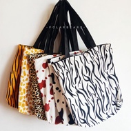 Totebag Wanita Women's tote bag with animal motif leopard zebra tiger dalmatian cow fashionable R2H0