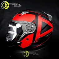 Nhk GLADIATOR GRANDE BLACK RED DOFF HALFFACE DOUBLE VISOR HELMET