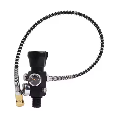 HPAT 4500Psi 300Bar Fill Station Charging Valve Dual Gauge Up to 4500psi with 24" Inch High Pressure