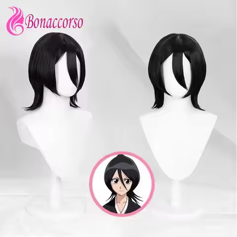 BLEACH Kuchiki Rukia Cosplay Wig Synthetic Short Straight Wig Anime Coser Cute Girl Heat Resistant F